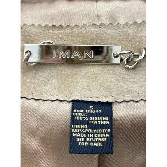 Iman Brown Leather Suede Jacket Trench Coat Belted 70s‎ Boho Hippie Small - Picture 4 of 4